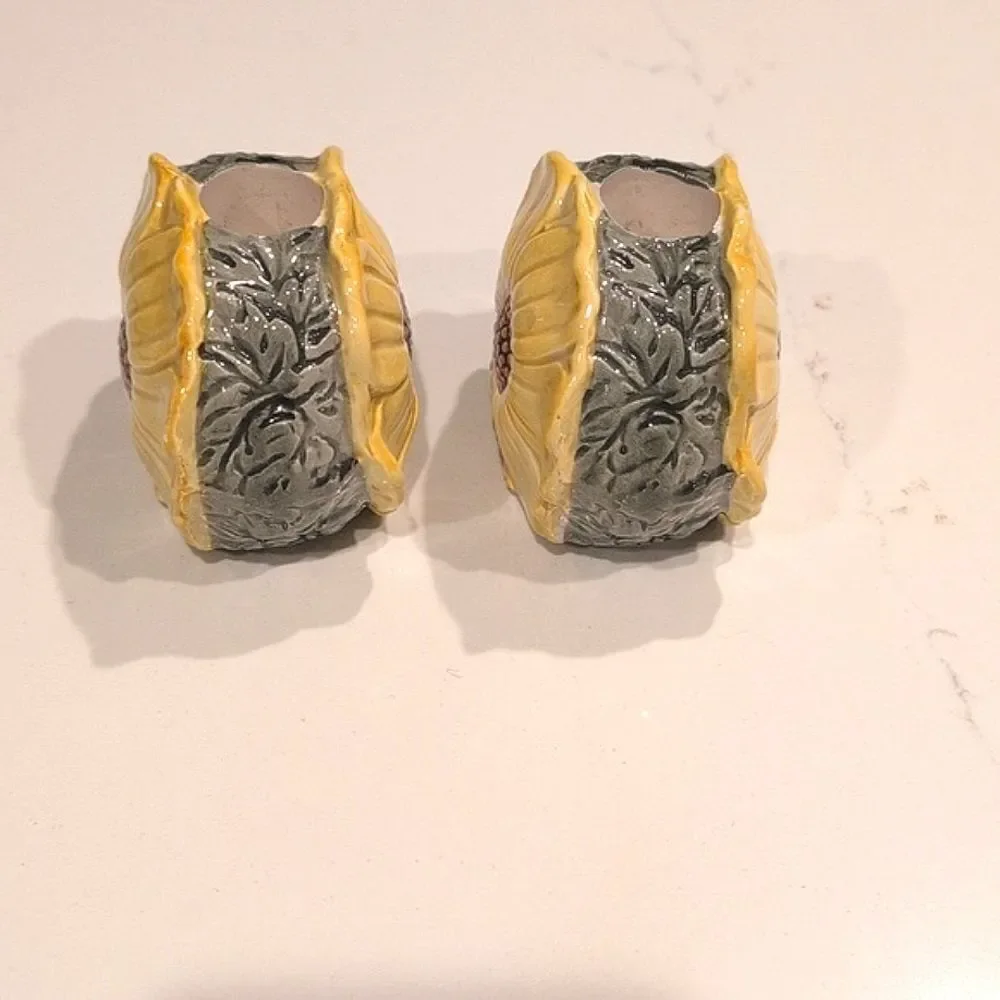 Vintage Figural Sunflower Candleholders, Set of 2 Made in Japan